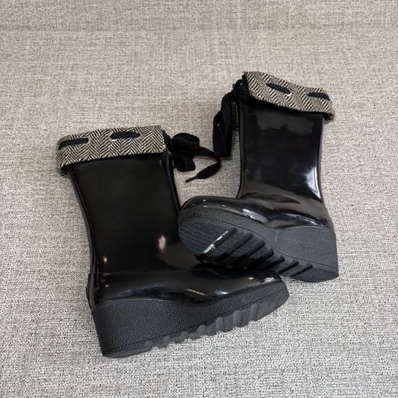 SPERRY Black Top Sider Herringbone Wedge Waterproof Rubber Boots, Size 6M - Picture 8 of 8